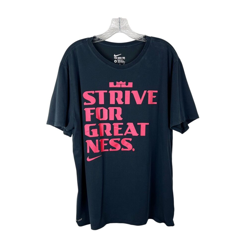 Nike Shirt Men XL Black Short Sleeve Athletic Cut Dri-Fit Strive For Greatness